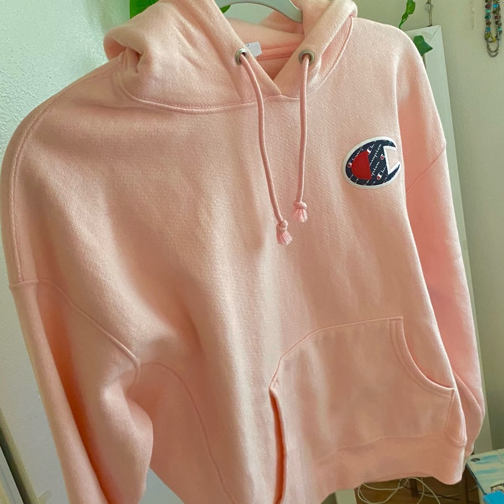 champion pink hoodie